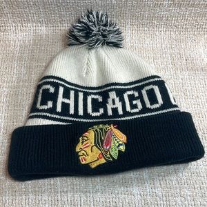 Vintage Hockey Chicago Blackhawks Beanie With Pom